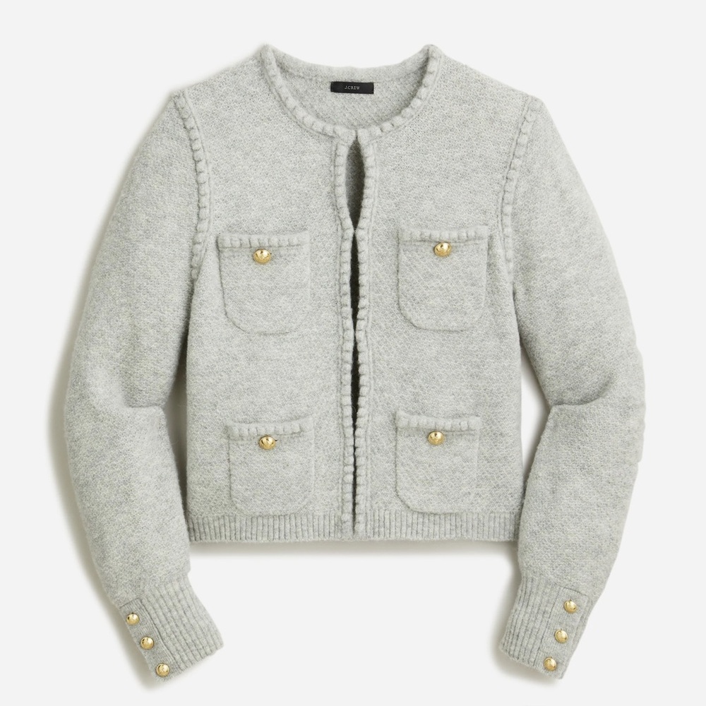 J.Crew Odette Sweater Lady Jacket in Heather Gray Knit Cardigan S $168